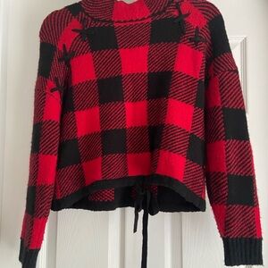 No Boundaries Red and Black Checkered Juniors Sweater